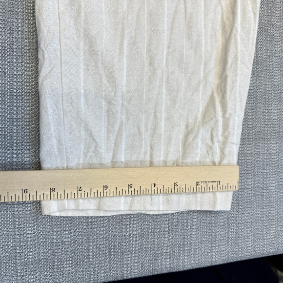 Linen‎ Blend Button Front Wide Leg Jumpsuit Small Smocked Back Strappy Cream - Picture 10 of 10